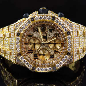 Black Ocean Jewels A.P. Reloj de Hombre de Edición Limitada de Lujo con 3 Cristales VVS Moissanite, Aleación de Acero Inoxidable en Tono Amarillo y Cristal de Cuarzo - Product Image 1