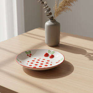 Plato Lateral de Porcelana Fina de Primera Calidad 3460985A-20, Nuevo, con Estampado de Flor de Poinsettia y Puntos - Product Image 6