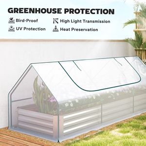 Fioriera rialzata zincata 8.6 x 3 x 1 piede con mini serra per erbe aromatiche e ortaggi, copertura per piccolo giardino - Product Image 5
