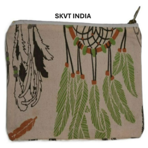 Luxury 100% Cotton Canvas Eco-Friendly Fashion Makeup <b>Bag</b> Custom Logo Printed Green Leaf Design <b>Small</b> Travel Cosmetic Pencil - Product Image 1