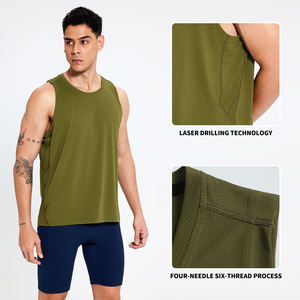 เสื้อกล้ามผู้ชาย คอกลม สีพื้น แห้งเร็ว สไตล์สปอร์ต ผ้าโพลีเอสเตอร์ ดีไซน์โลโก้ด้านหน้า - Product Image 4