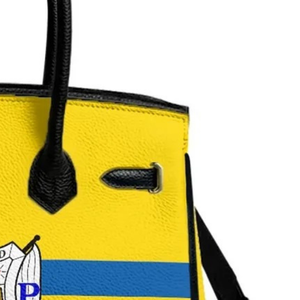 Sac à main en cuir de vachette véritable, couleur jaune et noir, sac fourre-tout de luxe, sac à bandoulière pour femme, sac à main en cuir de qualité supérieure - Product Image 3