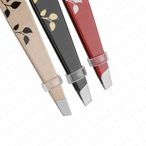OEM Stainless Steel Eyebrow Tweezers Custom Color Floral Design Slanted Tip Luxury Anti Static Reusable <b>Precision</b> <b>Tool</b> - Product Image 4
