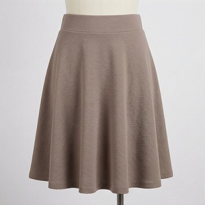 Women A-Line Knee-Length Skirt Solid Color Knitted Spandex Polyester Comfortable Regular Waist All Seasons Wear - Product Image 1