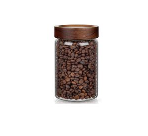 Frascos pequeños de vidrio con tapas herméticas, contenedor para café con tapa de madera, recipiente de vidrio para despensa para granos, arroz, azúcar - Product Image 6