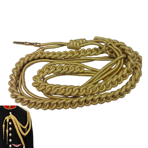 Red <b>Braided</b> Aiguillette <b>Cord</b> with Gold Tips for Uniform Garment Classical Style Strand Metallic - Product Image 5