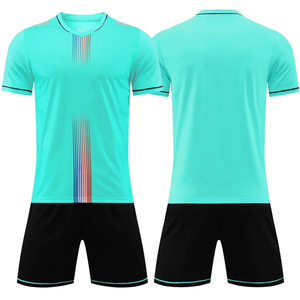 Conjunto de Camiseta y Pantalones Cortos de Fútbol Personalizados en Verde Menta y Negro, Uniforme Profesional para Equipo de Fútbol, Ropa Deportiva Transpirable de Secado Rápido - Product Image 2