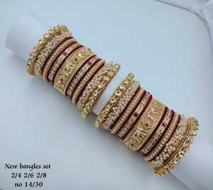 PADMAWATI <b>BANGLES</b> PRIVATE LIMITED High Quality Brass 2m Gold Plated 2m Multi Color Indian Traditional Women's <b>Bangles</b> <b>Set</b> - Product Image 1