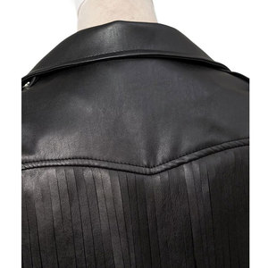 Custom High Quality <b>Women's</b> Black Leather Motorcycle Jacket Zipper Biker <b>Coat</b> Turn Down Collar Fashion Leather jackets - Product Image 6