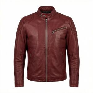 เสื้อแจ็คเก็ตหนังสไตล์ไบค์เกอร์สำหรับผู้ชาย ดีไซน์ปกเสื้อแบบเชิ้ต ปลายแขนเสื้อเปิด ปรับแต่งได้ตามต้องการ พร้อมอุปกรณ์ป้องกันสำหรับขี่รถ สามารถเลือกสีได้ - Product Image 1