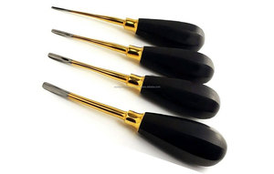 Dental Extraction Elevators 4 Pcs Silver Ergonomic Grip Gold Plated Stainless Steel Manual Surgical Tooth Root Elevator - Product Image 5