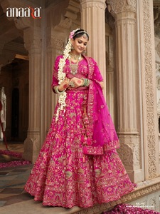 Pink Embroidered Bridal <b>Lehenga</b> Choli with Dupatta Heavy Workmanship Wedding Party Women - Product Image 6