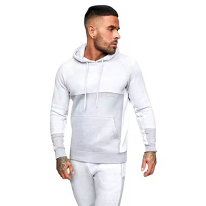 Ensemble sweat à capuche et pantalon de survêtement color block pour homme – Respirant, manches longues, coupe classique, blanc et gris, idéal pour l'automne - Product Image 6