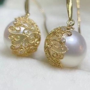 Pendientes de Perlas de Agua Dulce Elegantes y Retro de 8 mm, Pendientes Largos con Encaje de Hada Templado, Accesorios de Joyería - Product Image 5