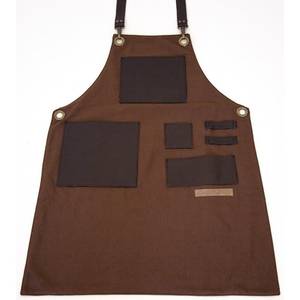 Tablier de mixologue en toile premium avec bretelles en cuir réglables, uniforme de bar professionnel, double couture, passants pour outils, pour les professionnels - Product Image 1