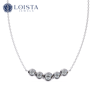 Wholesale Jewelry <b>Pendant</b> Necklace Moissanite 6.5mm Diamond Round Brilliant Cut <b>Solid</b> White <b>Gold</b> Vintage Women Chain Necklace - Product Image 5