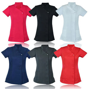 Wholesale Factory Spa <b>Tunic</b> Uniform Scrub Top Beauty Salon <b>Nurse</b> Uniform One Button Wrap Top Multiple Colors Beautician Uniform - Product Image 1