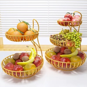 Best Selling Products Manufactured in India Wholesale Cheapest Price Golden Grocery Organizers Fruit <b>Basket</b> Metal for Home <b>Table</b> - Product Image 3