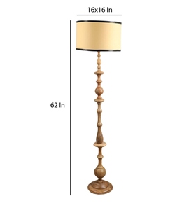 Lámpara de Pie de Lujo Ecológica con Pantalla de Tela Metálica Beige y Base de Madera, OEM ODM, Bajo MOQ, Precio de Fábrica, Venta al por Mayor, Suministro a Granel, Sympathy - Product Image 5