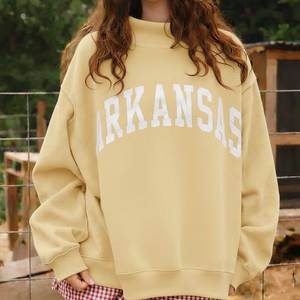 Pull-over en molleton 100 % coton pour femme, qualité professionnelle, col rond, couleur unie, coupe oversize, épais, personnalisable sur le devant - Product Image 1