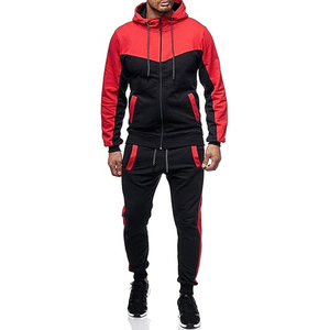 Custom Men Tracksuit <b>Set</b> Color Block Zip Hoodie and Jogger Pants Sportswear Casual Fitness Wear for Outdoor Use - Product Image 1