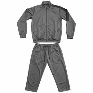Men's Gray Tracksuit Set Full Zipper Stand Collar Casual Breathable Polyester Solid Color Regular Fit Autumn Wear - Product Image 1