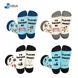 Chaussettes de sport personnalisées JZVINA pour hommes, pour le hockey et le ski, imprimées numériquement, respirantes, en coton, style hiver, couleur vert bleu, personnalisables - Product Image 4