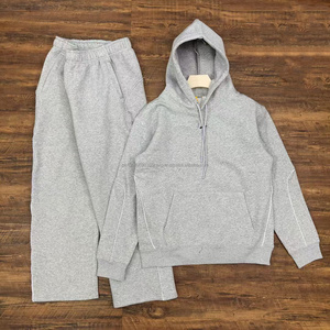 Conjunto de sudaderas con capucha y pantalones de chándal de invierno en blanco personalizado 100% algodón French Terry con capucha de gran tamaño Drop Shoulder High Street Estilo vintage - Product Image 2