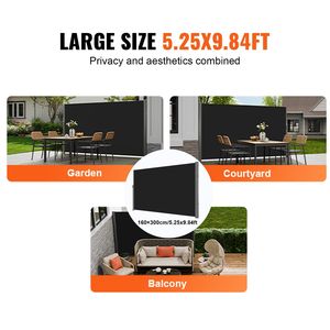 Tenda Parasole Laterale Retrattile in Alluminio per Esterni 63 x 118, in Poliestere 280g Impermeabile Anti-UV 30+, Protezione Solare Retrattile per Patio - Product Image 6