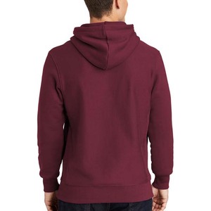 <b>Men's</b> Burgundy Hooded Sweatshirt Regular Fit Solid Color Cotton - Product Image 5