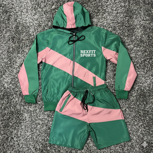 ชุดกีฬา Rexfit Sports 2026 พรีเมียมสำหรับผู้ชาย เสื้อแจ็คเก็ตกันลมไนลอนและกางเกงขาสั้น ชุดกีฬาแบบกำหนดเอง ชุดสองชิ้น ชุดวอร์ม ขายส่ง - Product Image 1