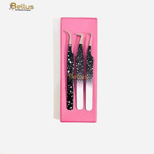 Pinzas para Extensión de Pestañas con Purpurina de Marca Privada, Acero Inoxidable, Punta Puntiaguda de 45 Grados, Venta al Por Mayor OEM - Product Image 2