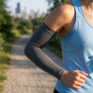 Manchon de compression pour coude, tricoté, respirant, protection professionnelle, en nylon épais et élasthanne, universel, unisexe, toutes saisons, à enfiler - Product Image 5