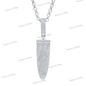 Collar de Hombre con Colgante de Bala Plateada con Incrustaciones de Diamantes Moissanite VVS, Cadena de Cuerda, Estilo Hip Hop de Lujo, Regalo - Product Image 3