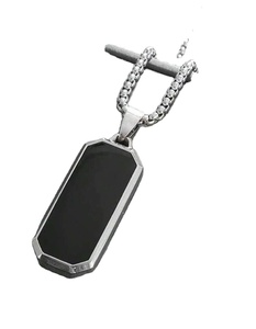 Fashion Jewelry High End Men Necklace Gold Plated Metal Tiger Eye Stone Black Agate Geometric Natural Stone Necklace - Product Image 1