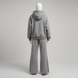 Custom Unisex Plus Size <b>Lightweight</b> Baggy Full Length Casual Hooded Boxy Side Stripe Applique Embroidery Acid Wash Zip <b>Hoodies</b> - Product Image 3