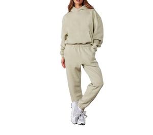 Best Selling Women Winter Solid Track Suits Set Custom Logo 100% Cotton 220gsm Sweatsuit <b>Low</b> MOQ - Product Image 1