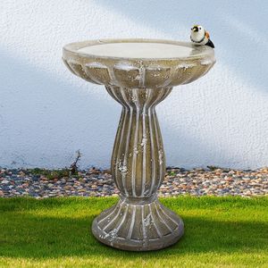 Vasca per Uccelli Vintage da 18,1 Pollici su Piedistallo, Grande Vasca per Uccelli da Giardino in Cemento per il Birdwatching all'Aperto - Product Image 4