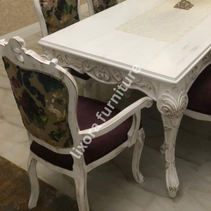 Luxury Handcrafted French Provincial 8 Seater <b>Dining</b> <b>Table</b> Set Ornate Carved <b>White</b> Antique Finish - Product Image 2