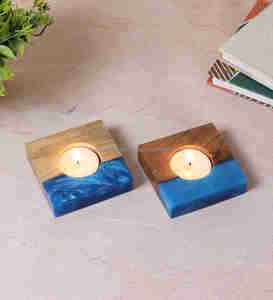 Handcrafted <b>Resin</b> Wooden Scented Candle Stand Rustic Decor Natural Wood Jar Eco-Friendly Home Gift Collection Birthday Halloween - Product Image 3