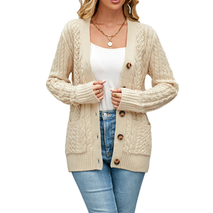 Fashion Women Autumn <b>Cardigan</b> <b>Sweater</b> Long Sleeve V Neck Anti Wrinkle <b>Cardigan</b> Lightweight <b>Sweater</b> With Front Button Closure - Product Image 1
