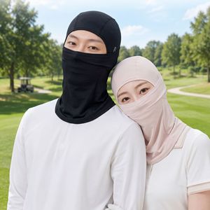 Masque facial balaclava unisexe de protection solaire en coton/spandex 2 plis, noir et beige, pour les sports de plein air au printemps et en été - Product Image 1