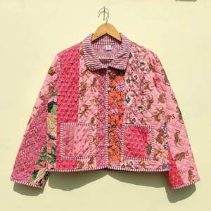 Chaqueta Acolchada de Algodón para Mujer, Hermosa, con Estampado Floral Hecho a Mano, Reversible y Ligera, Nueva Chaqueta de Invierno - Product Image 5