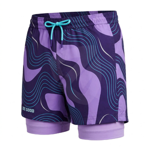 Wholesale 2-in-1 Summer Sports Workout Gym <b>Shorts</b> <b>Men</b> Breathable Quick Dry Lining Custom Logo Solid <b>Pattern</b> Mid Waist Sporty - Product Image 3