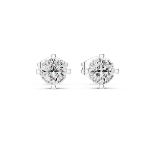 Luxury Silver Vintage Solitaire IGI Certified Diamond <b>Stud</b> <b>Earrings</b> Minimalist Unisex <b>Fine</b> Jewelry - Product Image 1