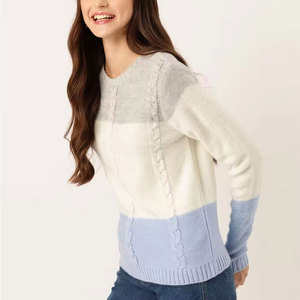 Pull en tricot pour femme, confortable et élégant, idéal pour l'hiver, mode quotidienne, qualité supérieure, 100% coton/laine - Product Image 1
