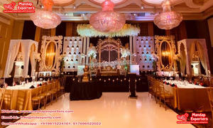 Pilares de cristal blanco abierto Escenario DE BODA Increíble escenario de recepción indio de estilo de media luna para recepciones de Bodas de concepto abierto Reino Unido - Product Image 6