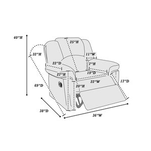 Poltrona Reclinabile in Ecopelle Nera con Meccanismo di Movimento, Divano a Dondolo per Soggiorno - Product Image 3