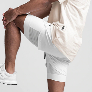 Shorts de course pour homme, couleur unie, poches, logo sur le devant, séchage rapide, respirant, taille élastique, vêtements de sport - Product Image 6