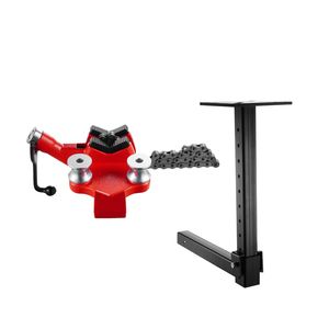 Morsa a catena manuale per tubi per impieghi gravosi con capacità di 1/8" e 5", base robusta in ghisa da 26", supporto per morsa regolabile con attacco a gancio - Product Image 4